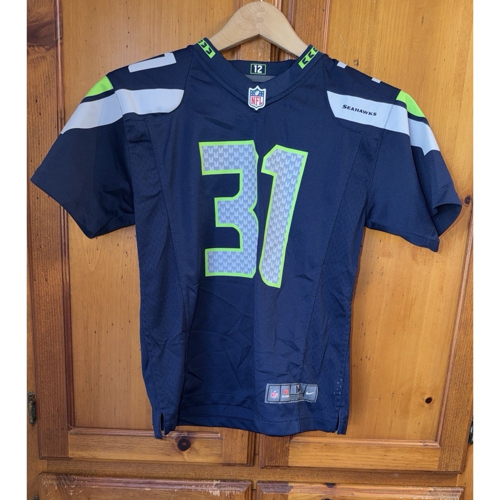 Nike On Field Seattle Seahawks Kam Chancellor #31 Navy Jersey Youth Sz M 10-12